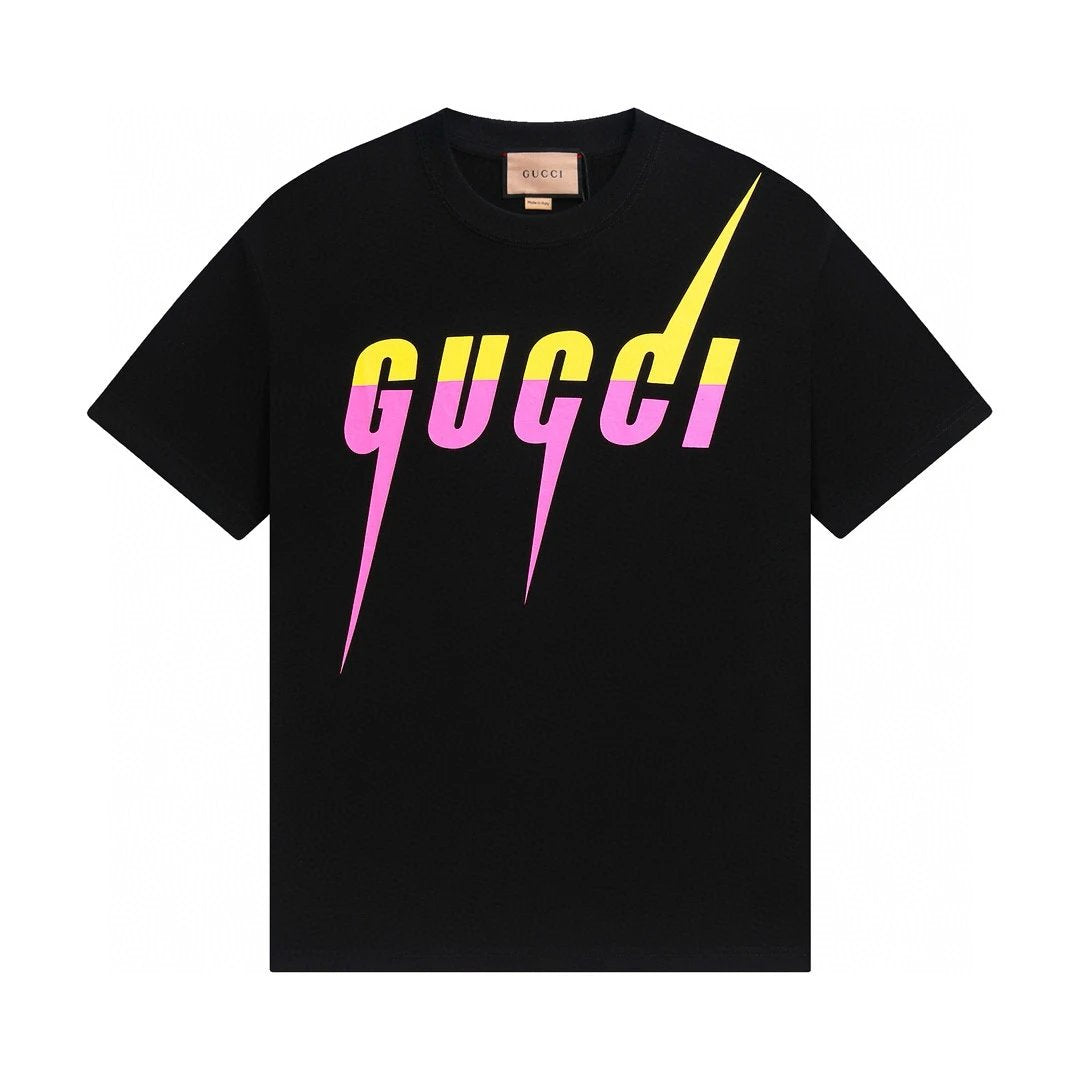 Gucci T-shirt Dual-color Layered Letter Print on the Chest logo round Neck Short Sleeve25ss New Pure Cotton Unisex Style T T-shirt OS Loose Fit Base Shirt Top Half Sleeve T-Shirt