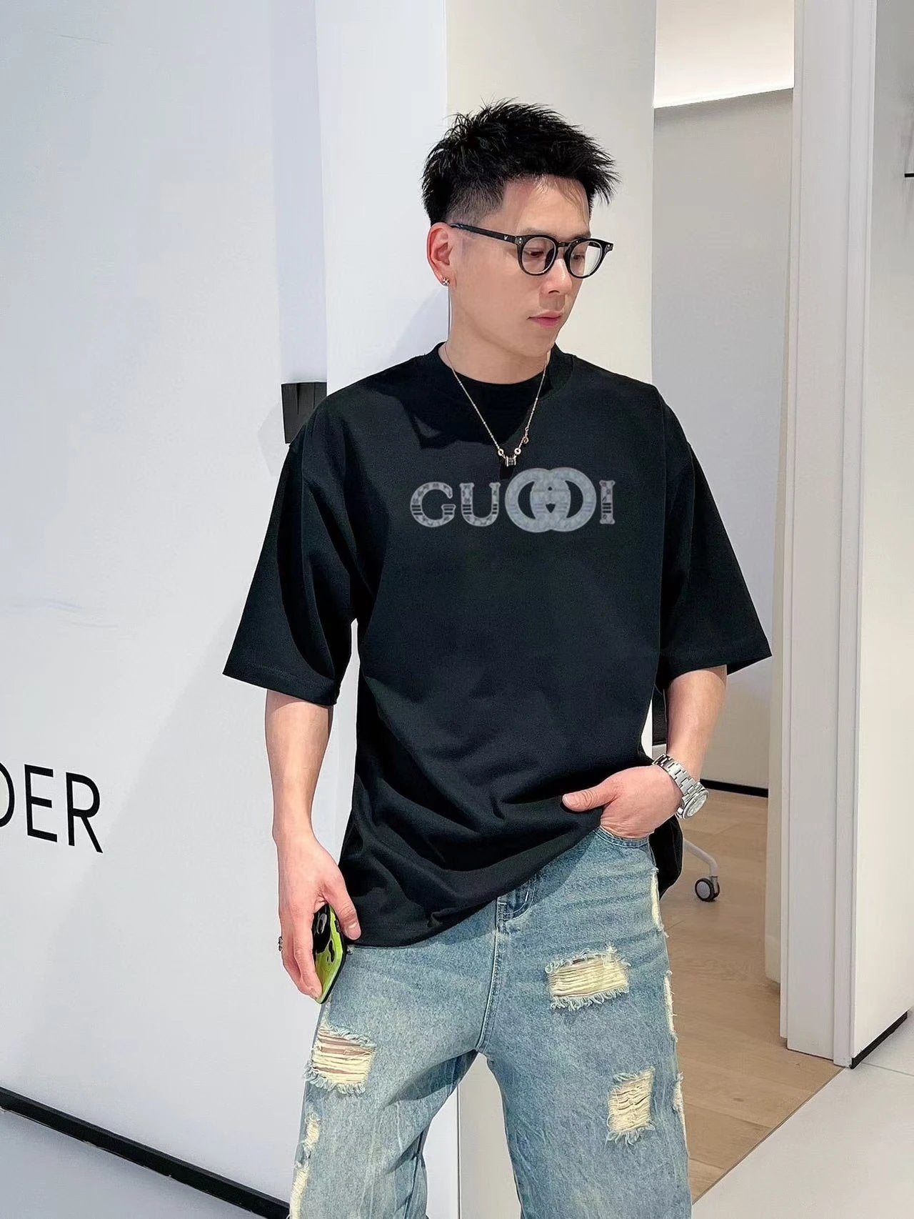 Gucci T-shirt Classic Pair G Towel Patches logo round Neck Short Sleeve25ss New pure cotton T Unisex T-Shirt OS Loose Fit Base Shirt Top Half Sleeve T-Shirt