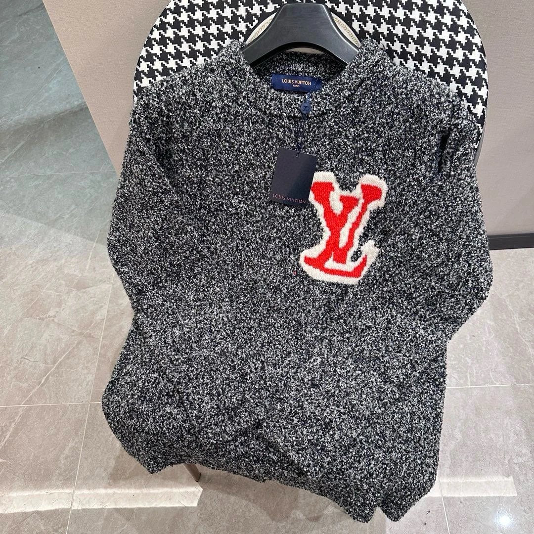 Louis Vuitton LV Sweater 24FW Image Logo Intarsia Crew Neck Sweater Unisex Versatile Casual Jacket