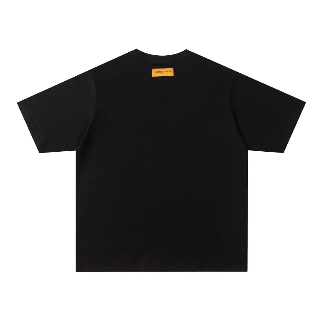 Louis Vuitton LV T-shirt Chest Graffiti Art Embroidery LOGO round Neck Short Sleeve25ss New Pure Cotton Unisex Style T T-shirt OS Loose Fit Base Shirt Half Sleeve T-Shirt Top Half Sleeve