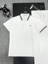 Burberry T-shirt Embroidery on the chest logoPOLO Short Sleeve Turn-down Collar Shirt Unisex Summer Loose Fit T Business Commuter Short Sleeve Shirt Plus Size
