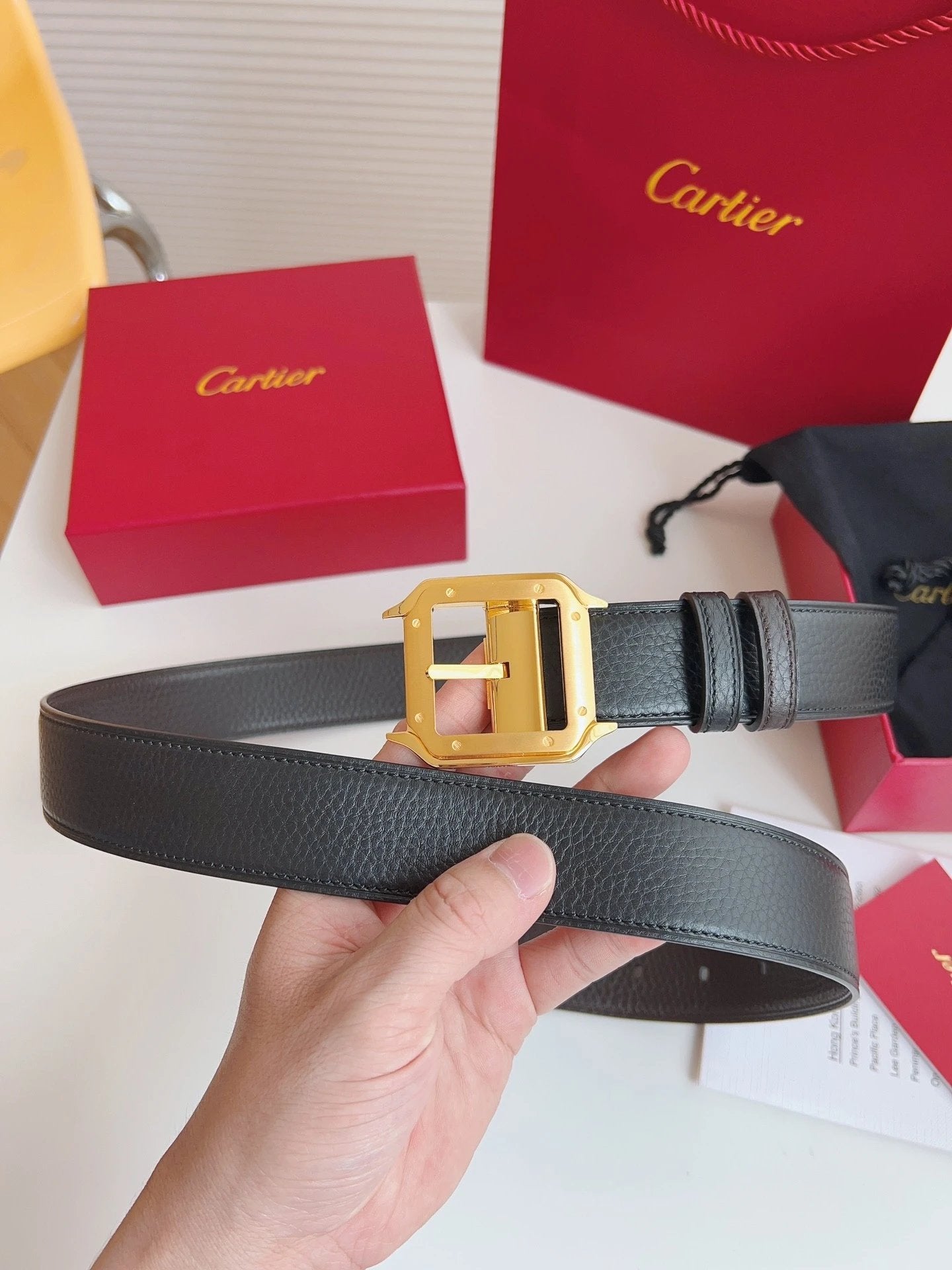 Cartier Belt Top version Original Order in Stock Belt Men2021Men's Italian Leather Belt Metal LOGO Formal Wear Belt Width3.5Belt Male