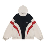 Balenciaga Jackets Matching Pants3B Embroidered White and Red Hooded Set Paris Patchwork Sports Uniform Windbreaker Jacket Casual Loose Cardigan os Unisex Style24ss Autumn and Winter New Products