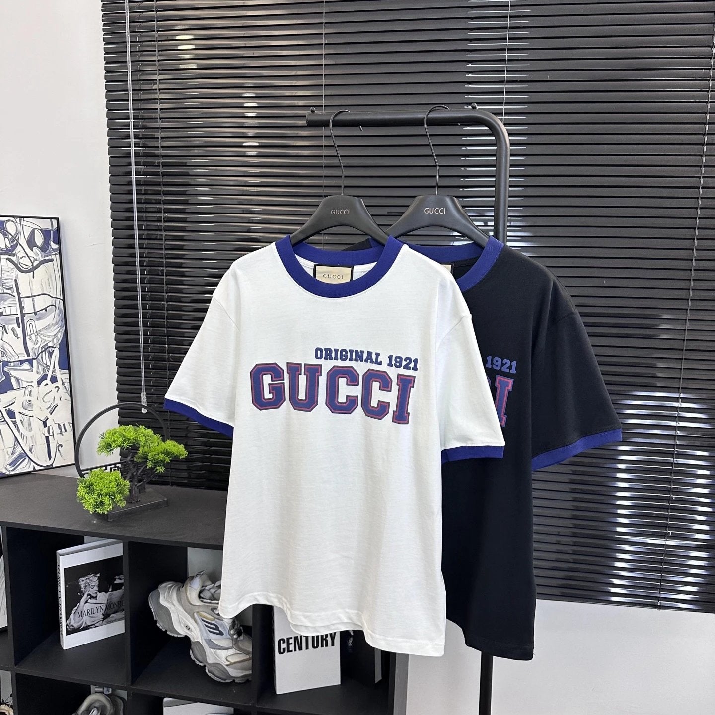 Gucci T-shirt 1921Commemorative Edition Letter Foam Print logo round Neck Short Sleeve25ss New Pure Cotton Unisex Style T T-shirt OS Loose Fit Base Shirt Top Half Sleeve T-Shirt