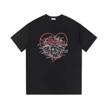 Dior T-shirt Front Color-Block Heart Print logo round Neck Short Sleeve25ss New pure cotton T Unisex T-Shirt OS Loose Fit Base Shirt Top Half Sleeve T-Shirt