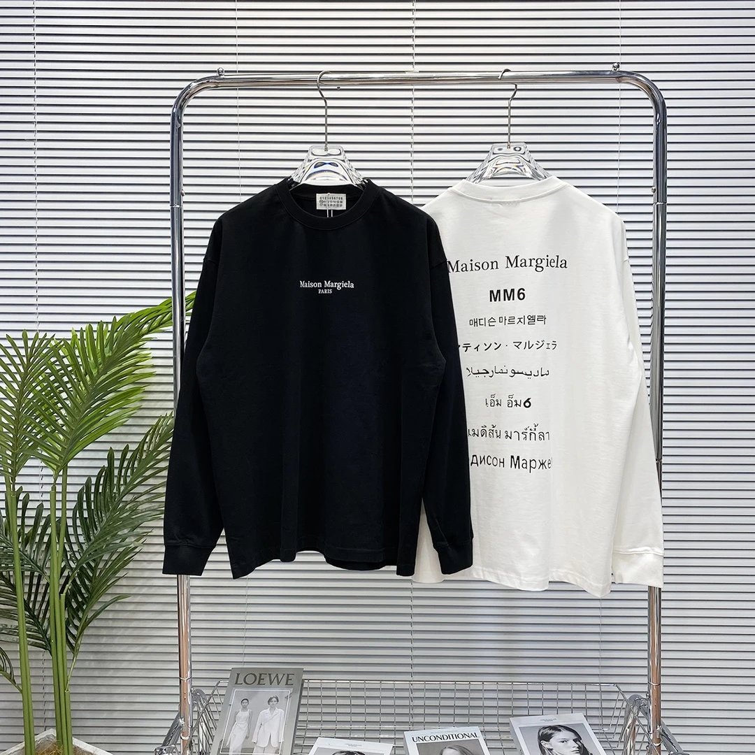 Maison Margiela Hoodie Full Back logo Long Sleeve T Round Neck Sweatshirt Long Sleeve Base Shirt Outerwear Trendy Unisex Sports Casual Loose Fit Versatile Autumn Winter New Arrival