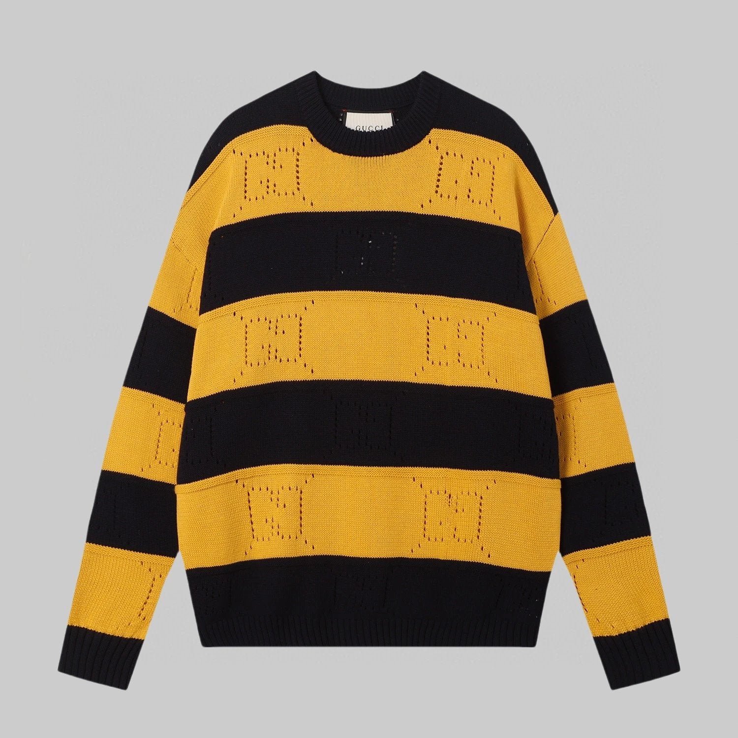 Gucci Sweater GG Striped Wool Crew Neck Sweater Long Sleeve Pullover Unisex Thickened OS Loose Fit Top Versatile Casual Jacket Lazy Style