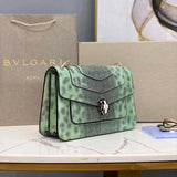 BVLGARI Bag Top version SerpetiForever Bag Decorated with a Snake's Head Chain Bag Snakeskin Enamel Snakeskin Head File Holder Mint Green