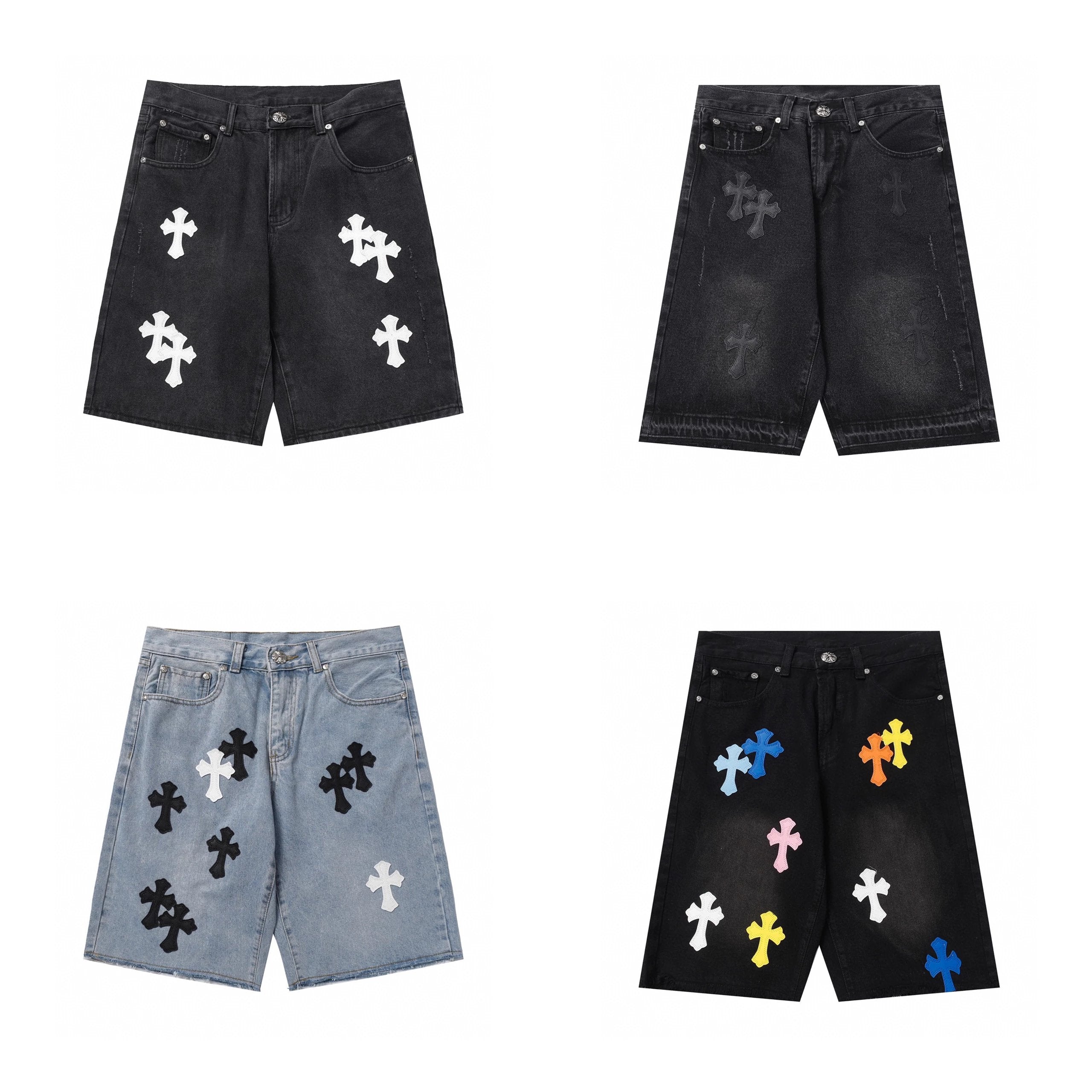 Chrome Hearts Shorts Top Version New Men's and Women's Same Style Denim Shorts Pants Summer Fashion