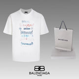 Balenciaga T-shirt Chest Letter Print logo round Neck Short Sleeve25ss New Pure Cotton Unisex Style T T-shirt OS Loose Fit Base Shirt Half Sleeve T-Shirt Top Half Sleeve
