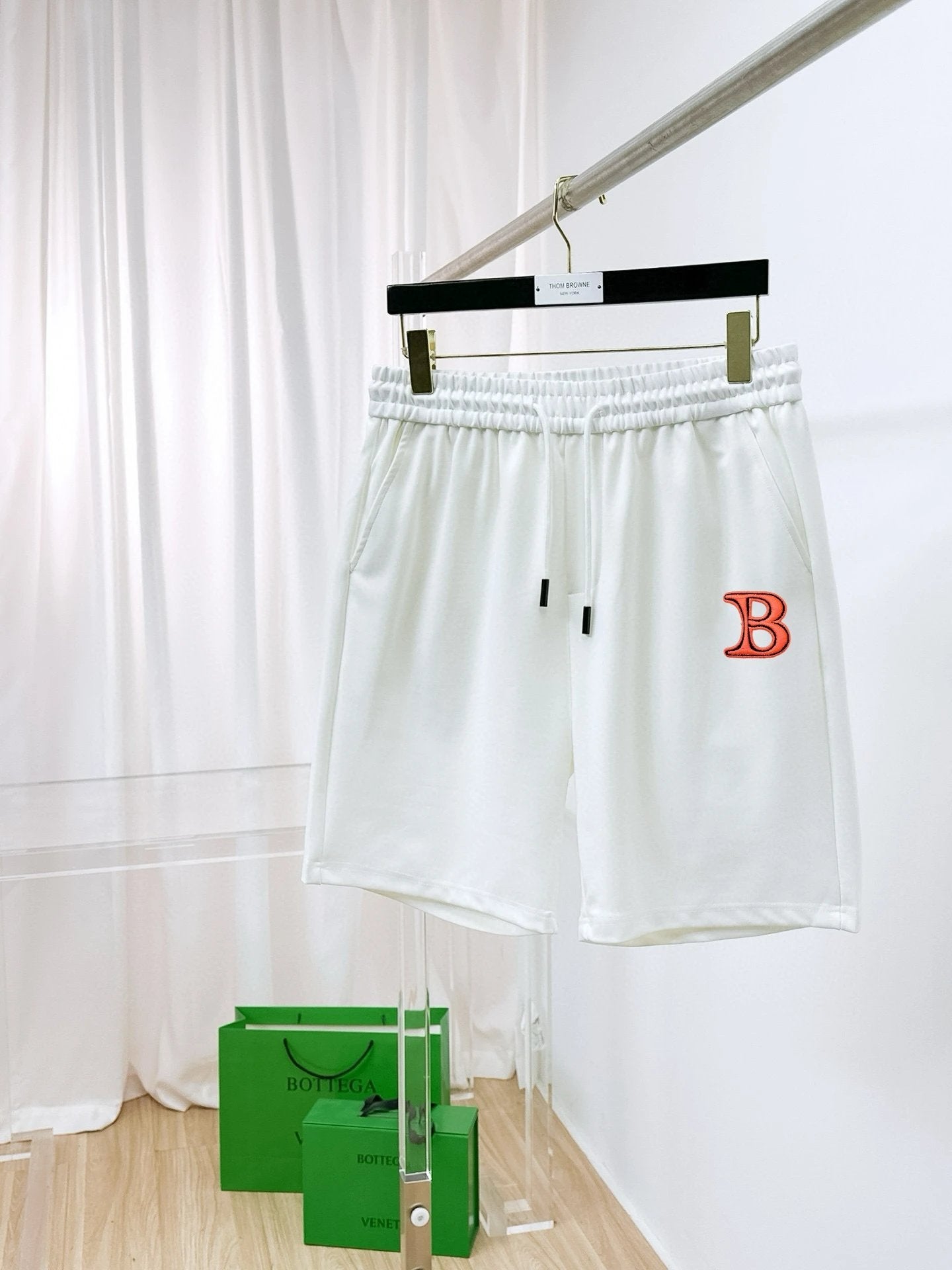 Burberry Shorts Front Letter B Embroidery logo Five-point Shorts25ss New Drawstring Casual Summer Pants5Two-in-One Casual Sweatpants for Men and Women, Pure Cotton Joggers