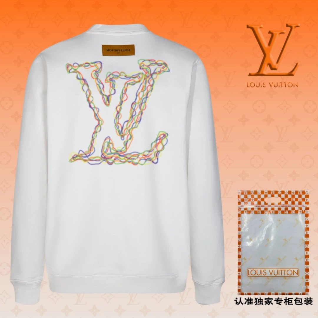 Louis Vuitton LV Hoodie Runway Style Large logo Round Neck Sweatshirt Long Sleeve Base Shirt Jacket Top Fashion Unisex Sports Casual OS Loose Fit Versatile New Autumn Winter Collection