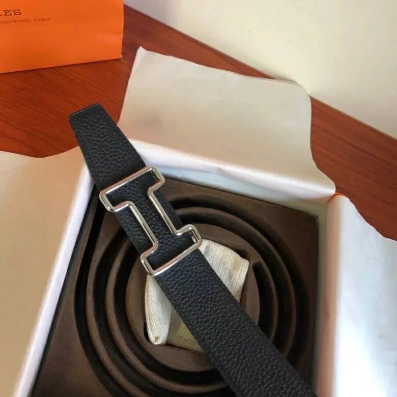 Hermes Belt Top version New High Quality Belt Waist Belt Men's and Women's Leather Smooth Buckle Business Casual h Belt