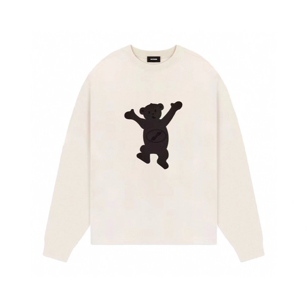 We11done Hoodie Top Version SS Flocking Bear Loose round Neck Long Sleeve T T-shirt