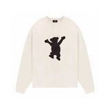 We11done Hoodie Top Version SS Flocking Bear Loose round Neck Long Sleeve T T-shirt