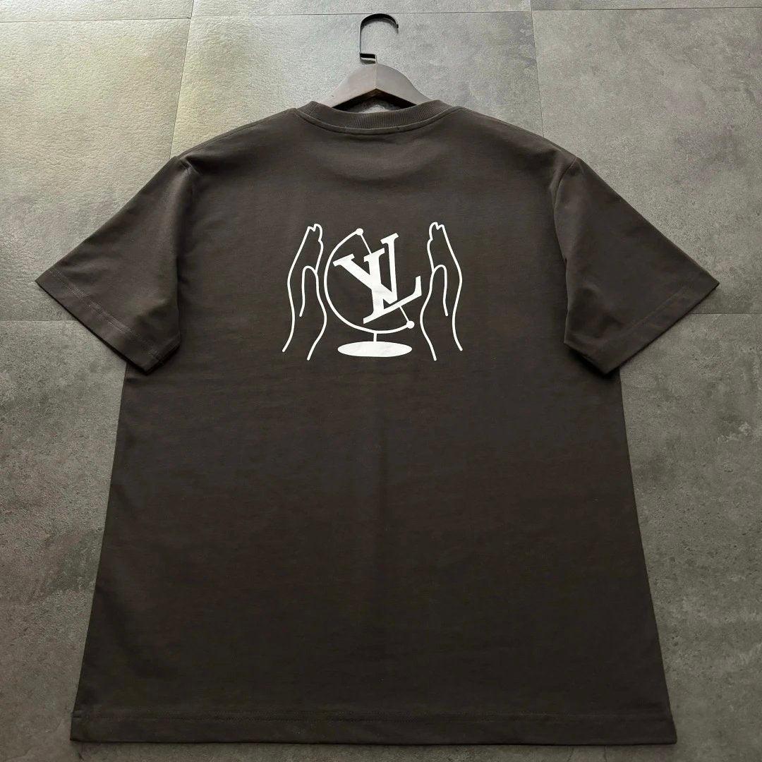 Louis Vuitton LV T-shirt Angel Hand Print on Back logo round Neck Short Sleeve25ss New pure cotton T Unisex T-Shirt OS Drop Shoulder Loose Fit Base Shirt Top T-Shirt Short Sleeve