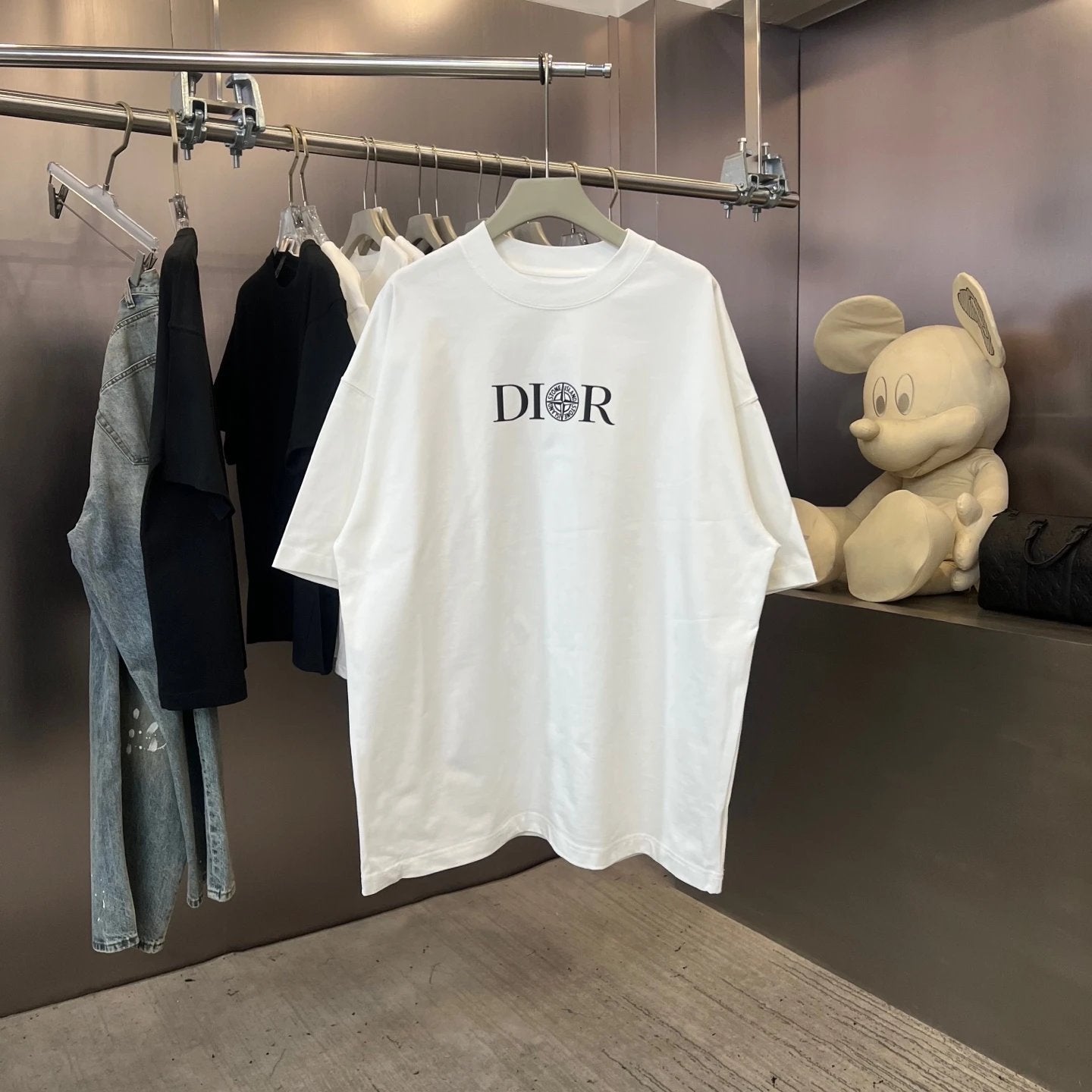 Dior T-shirt Chest Letter Print logo round Neck Short Sleeve25ss New pure cotton T Unisex T-Shirt OS Loose Fit Base Shirt Top Half Sleeve T-Shirt