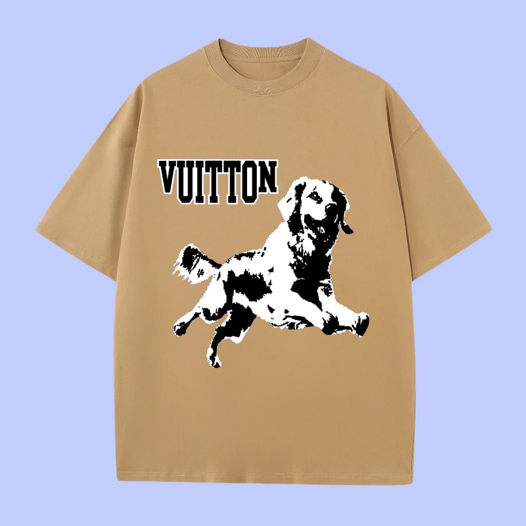 Louis Vuitton LV T-shirt Chest Dog Pattern Print logo round Neck Short Sleeve25ss New Pure Cotton Unisex Style T T-shirt OS Loose Fit Base Shirt Half Sleeve T-Shirt Top Half Sleeve