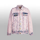 Louis Vuitton LV Jackets Tassel Tie-Dye Gradient Denim Jacket Fashion Simple Heavy Casual Short Denim Unisex Washed Vintage Turn-Down Collar Jacket